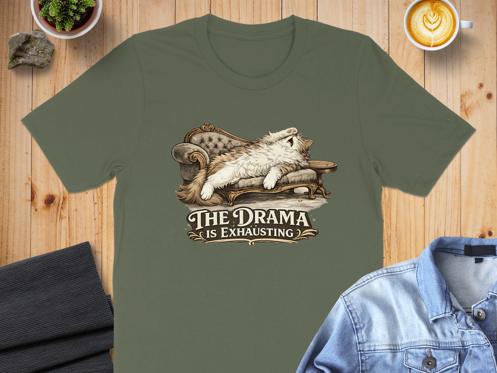 The Drama Is Exhausting Cat Design T-shirt