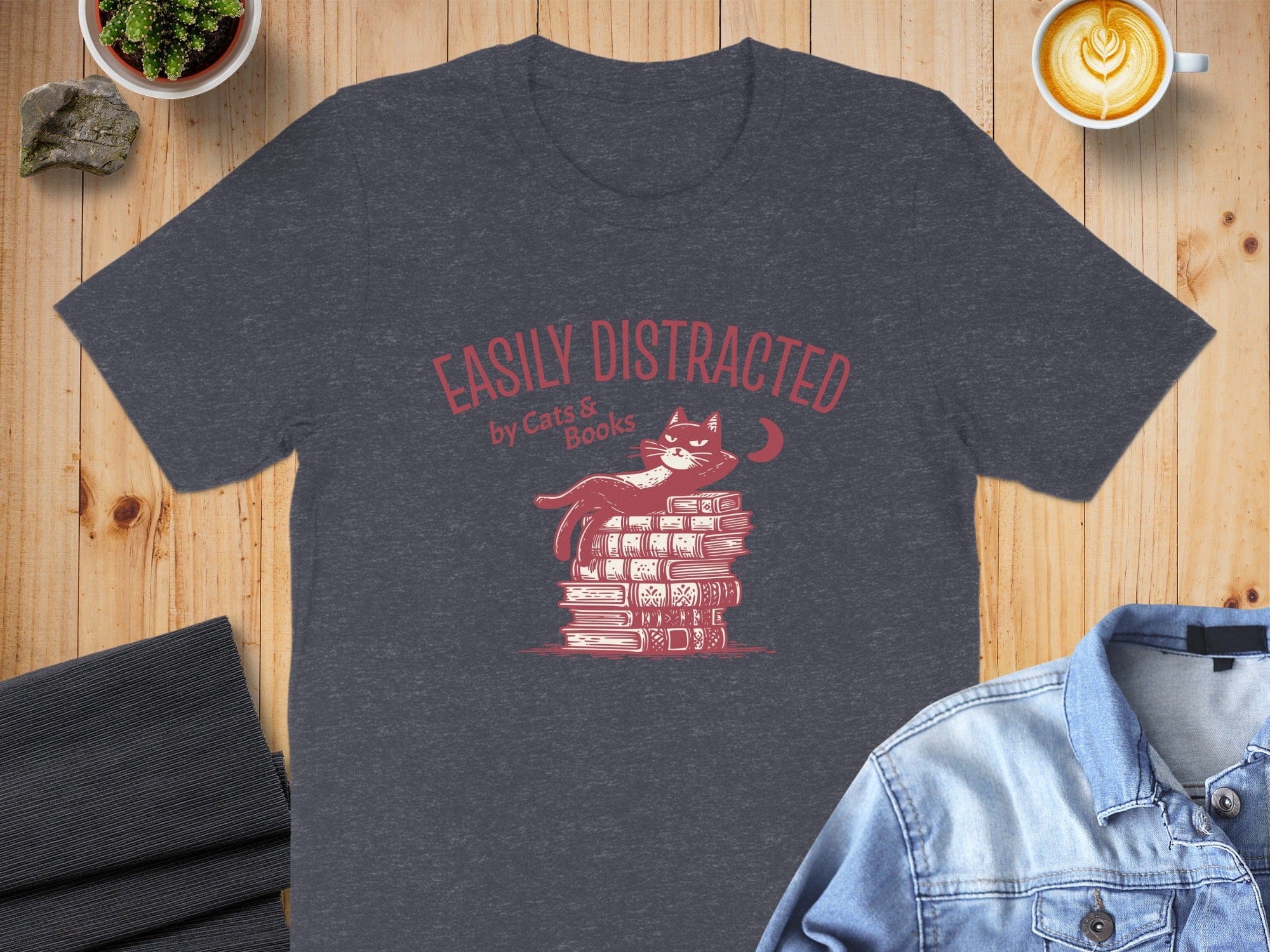 Easily Distracted by Cats and Books T-shirt