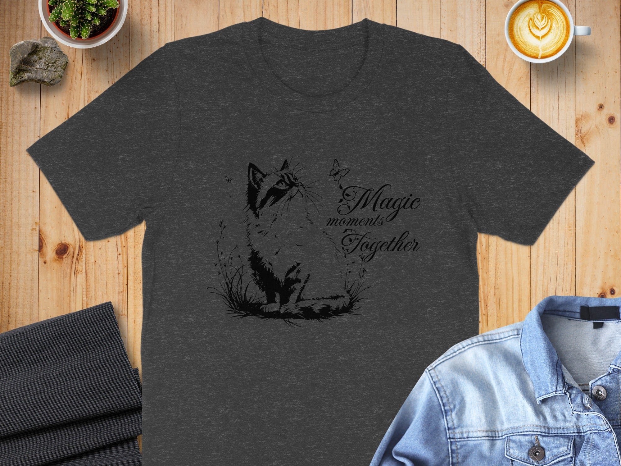 Magic Moments Together Cute Cat Graphic T-shirt