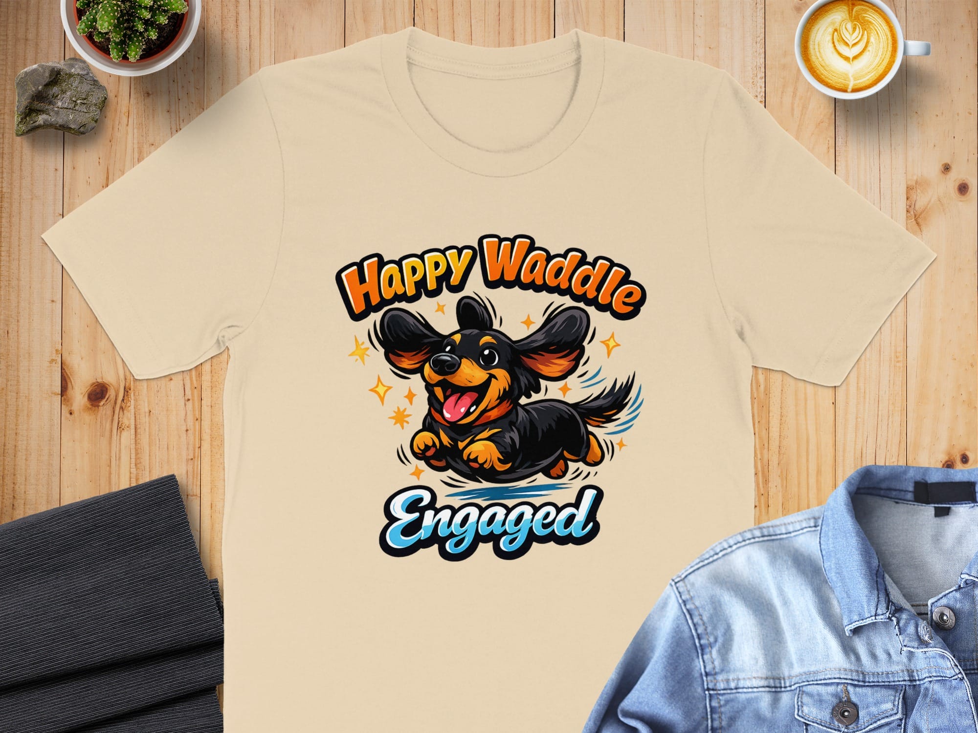 Happy Waddle Engaged Cute Dachshund T-shirt