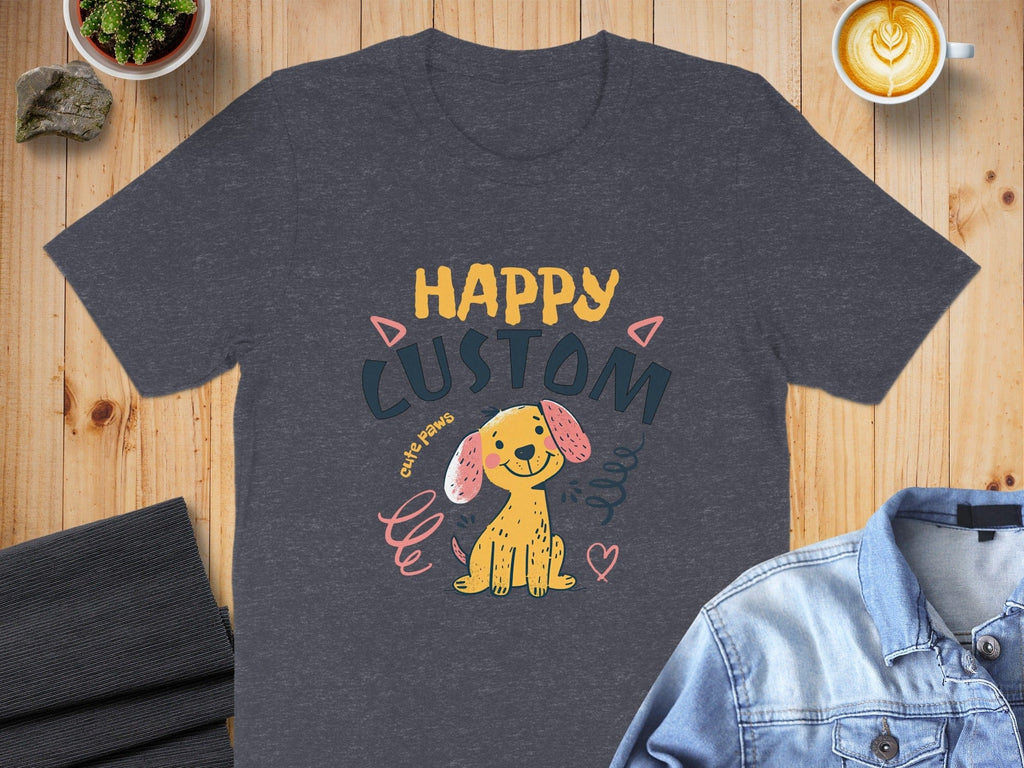 Happy Custom Cute Puppy Print Design T-Shirt