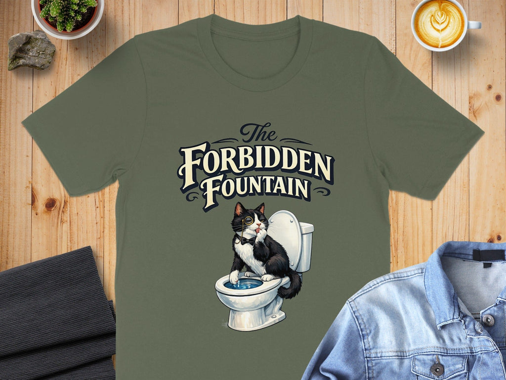 The Forbidden Fountain Cat on Toilet Graphic Tee