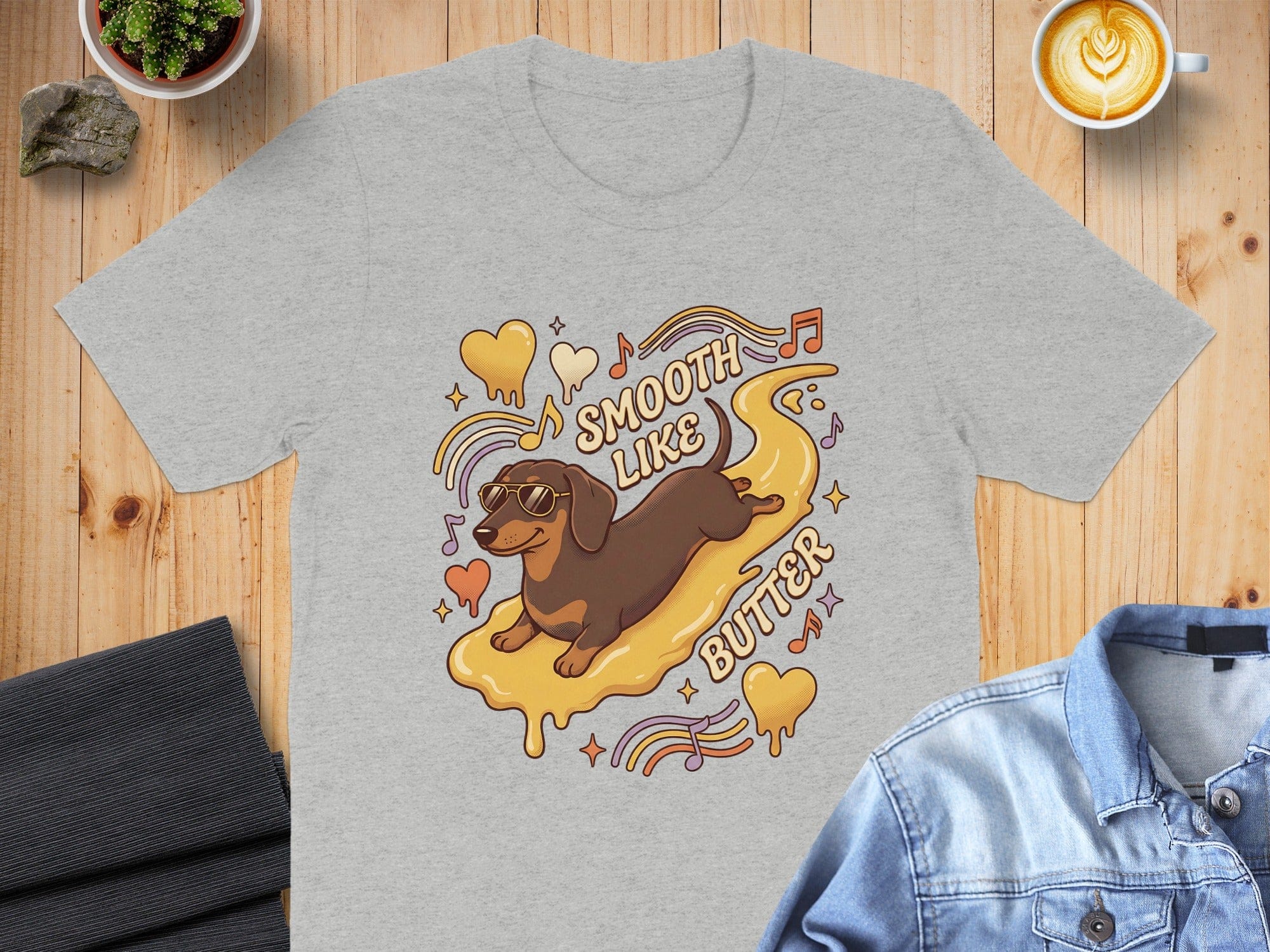 Smooth Like Butter Dachshund Funny Graphic T-Shirt