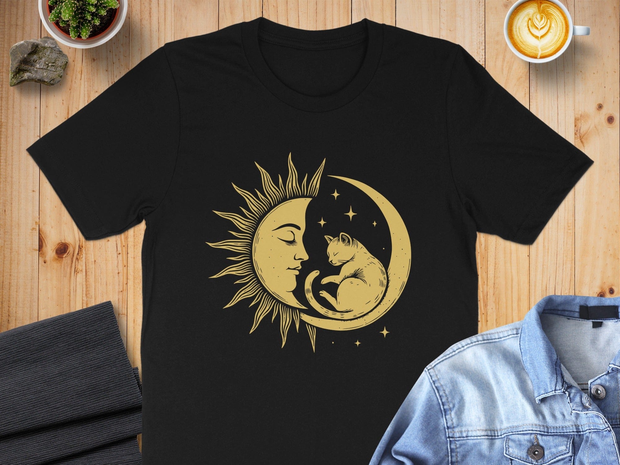 Sun and Moon Art with Cat T-shirt
