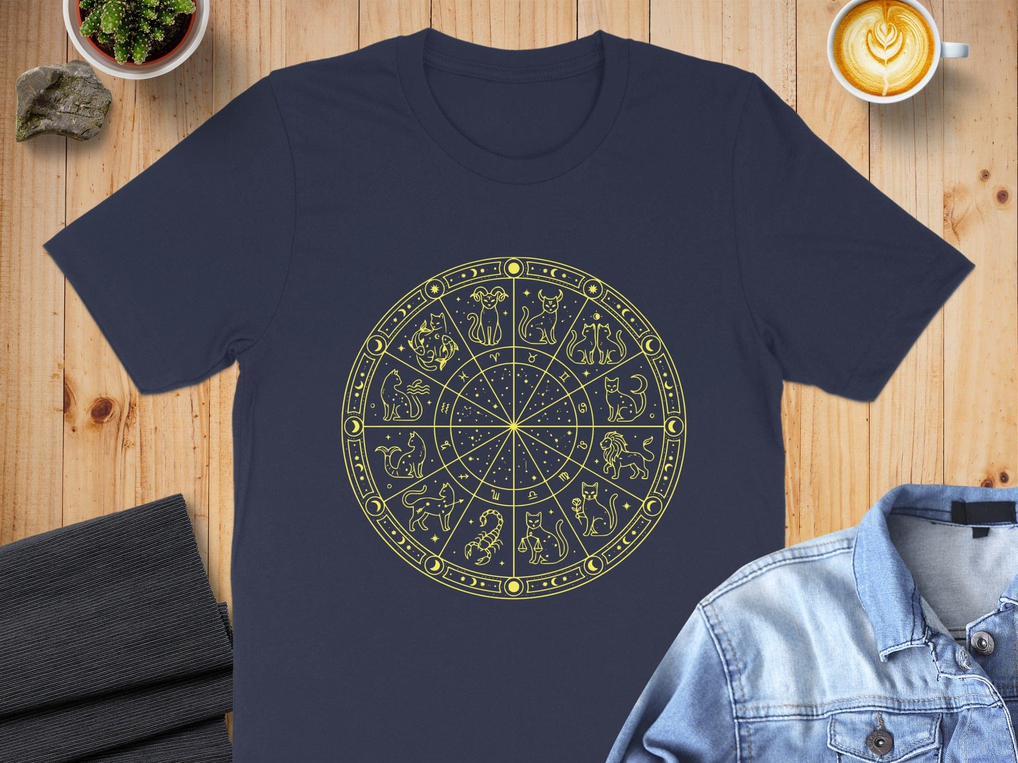 Zodiac Wheel Graphic Printed Casual Tee