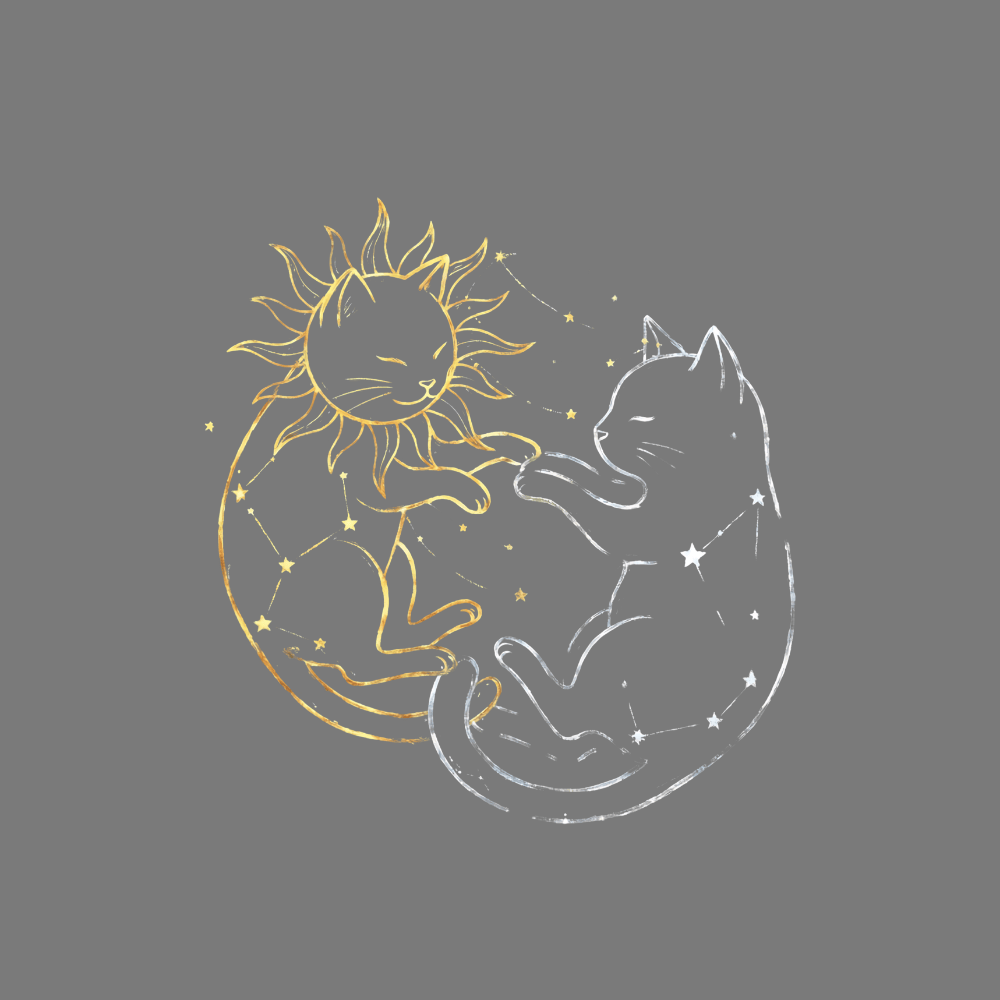 Sun and Moon Cat Constellation Illustration Product