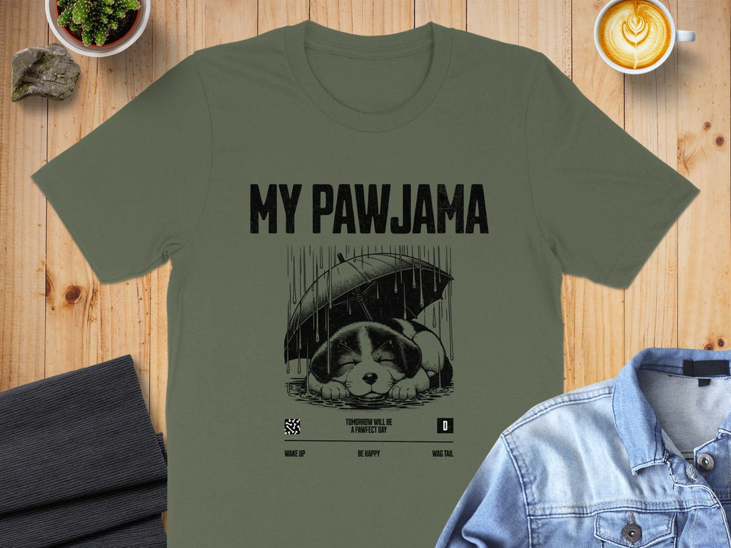 My Pawjama Dog Under Umbrella Illustration Shirt