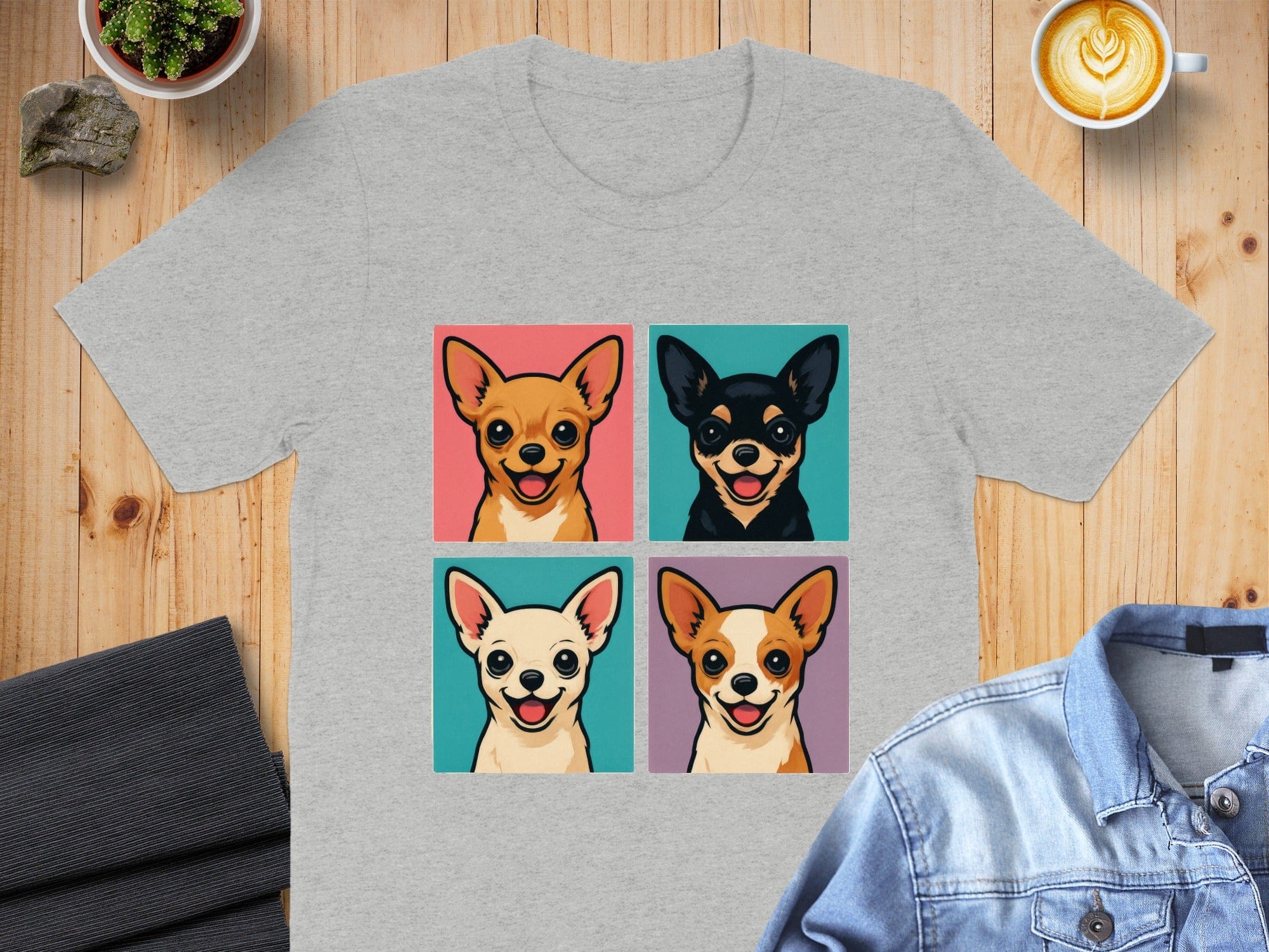 Colorful Pop Art Chihuahua Design T-shirt