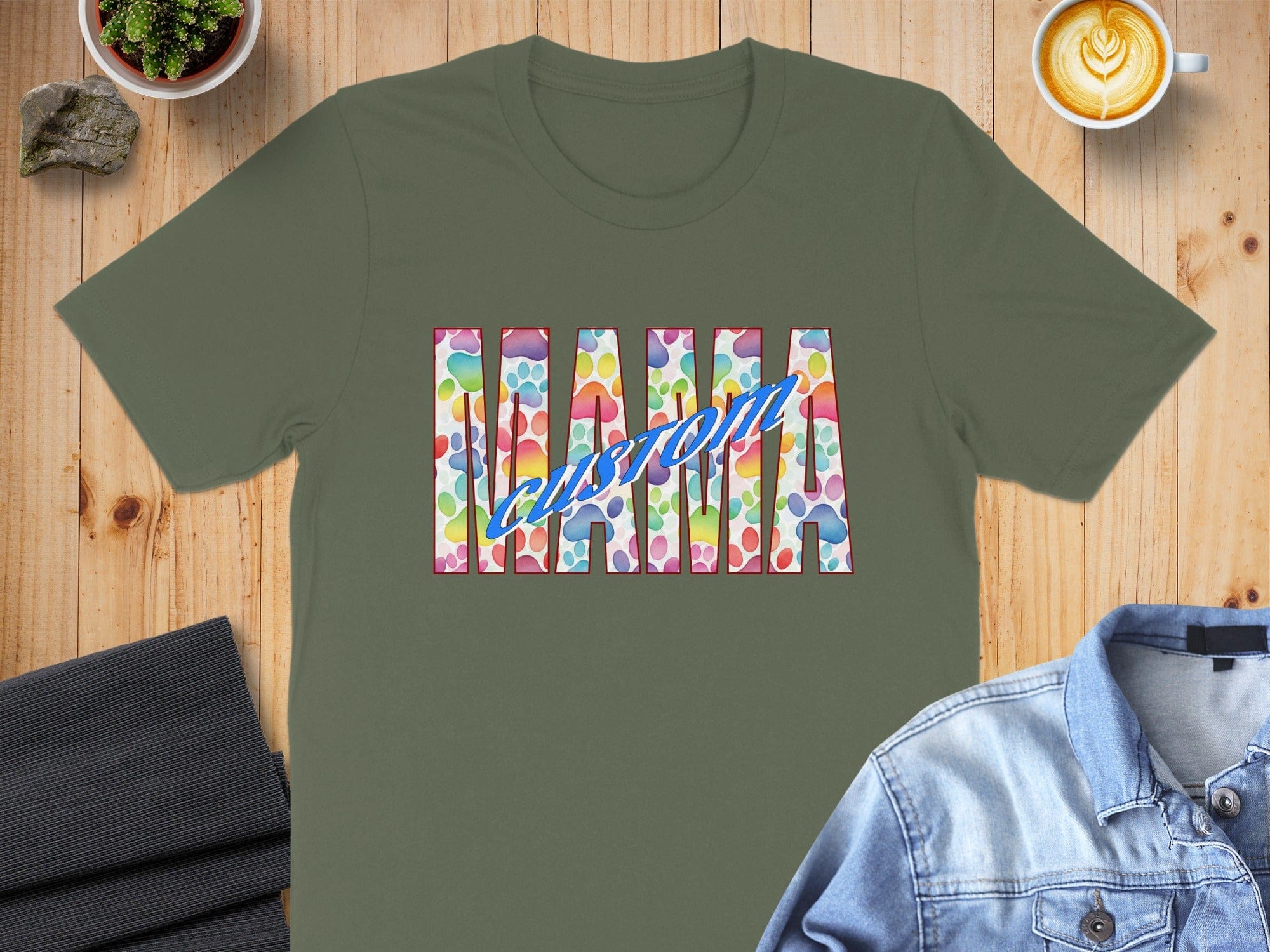 Personalized Mama Custom T-Shirt Colorful Design