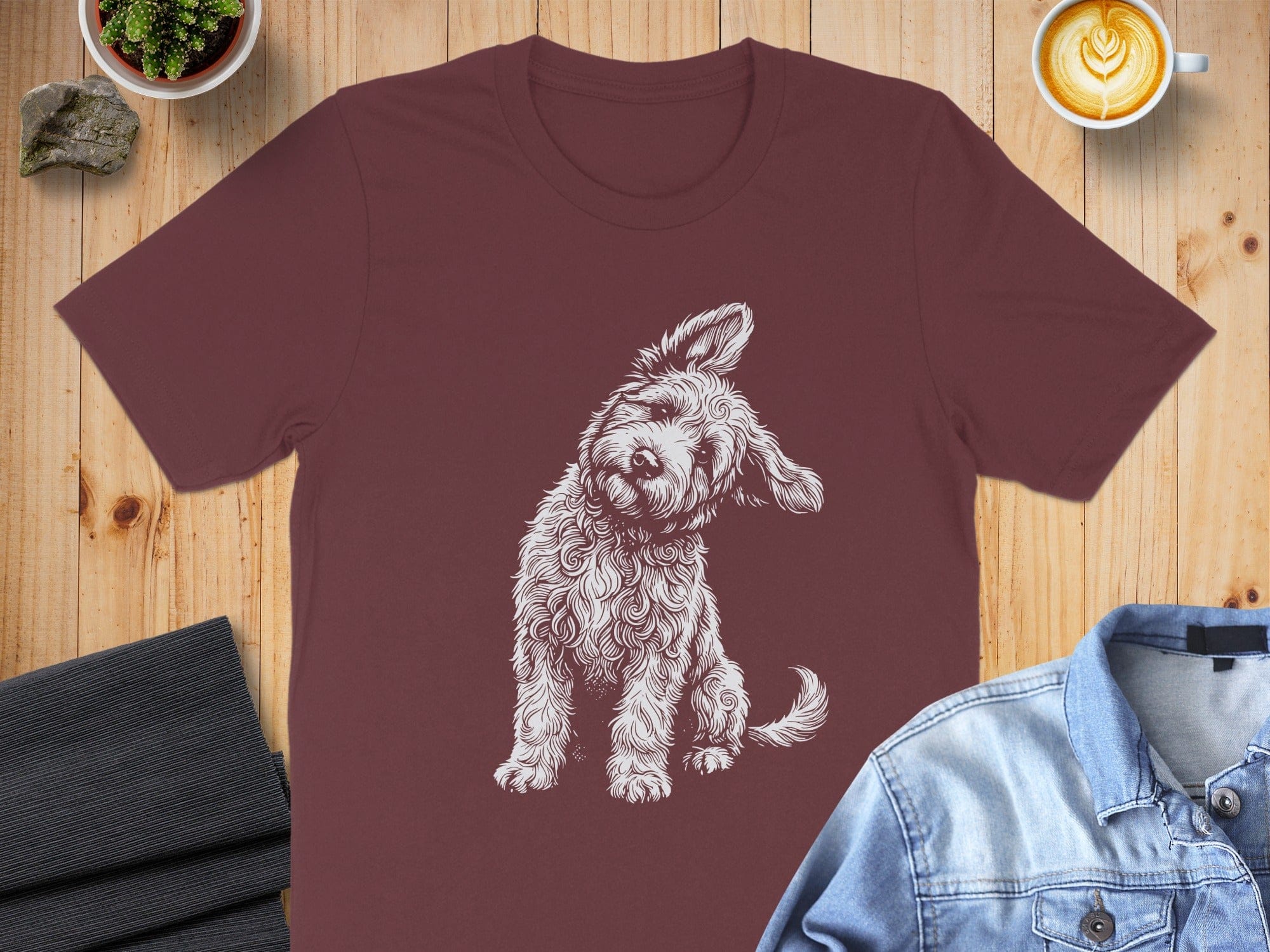 Adorable Dog Sketch Design Printed Shirt