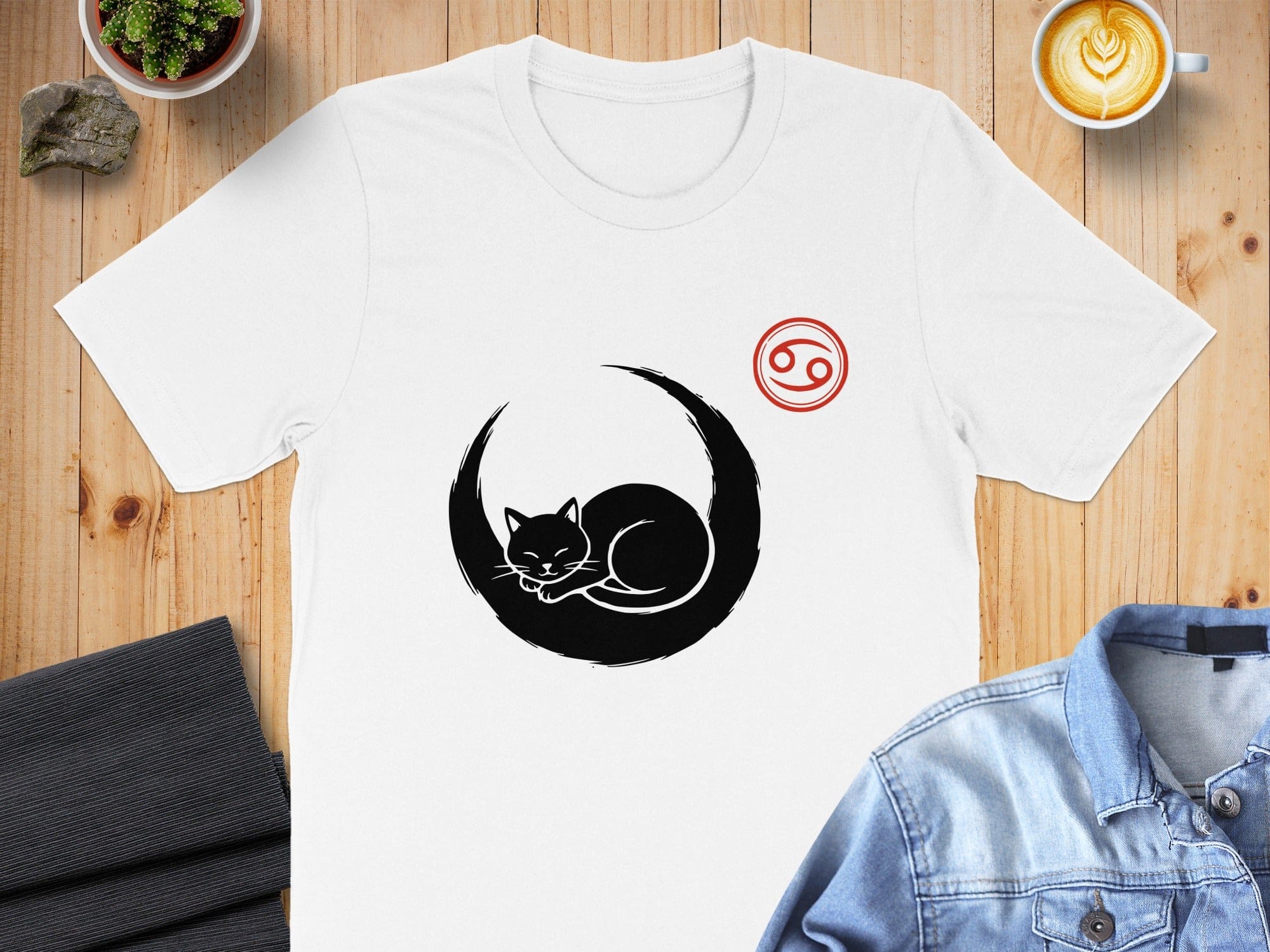 Black Cat with Red Symbol T-Shirt