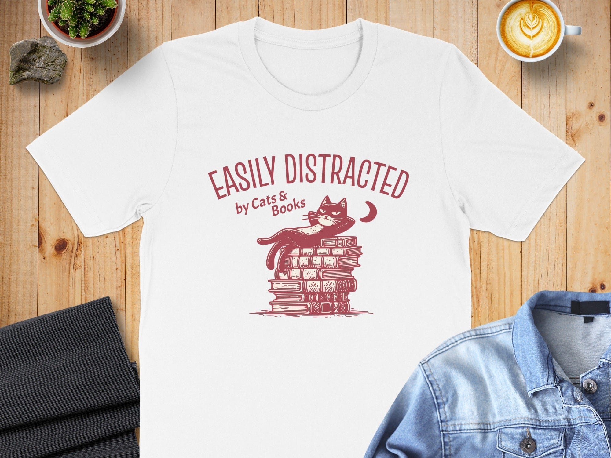 Easily Distracted by Cats & Books graphic tee