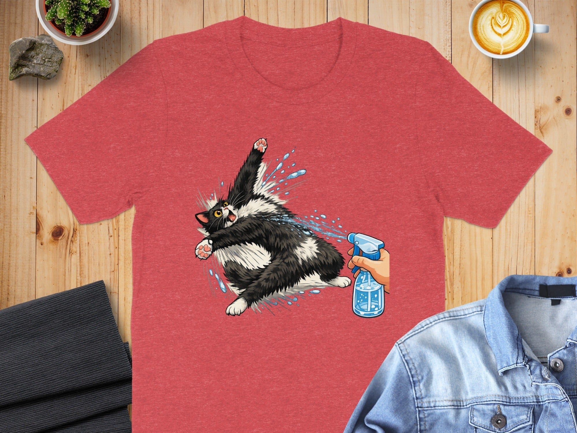 Funny Cat Getting Sprayed with Water T-Shirt Product