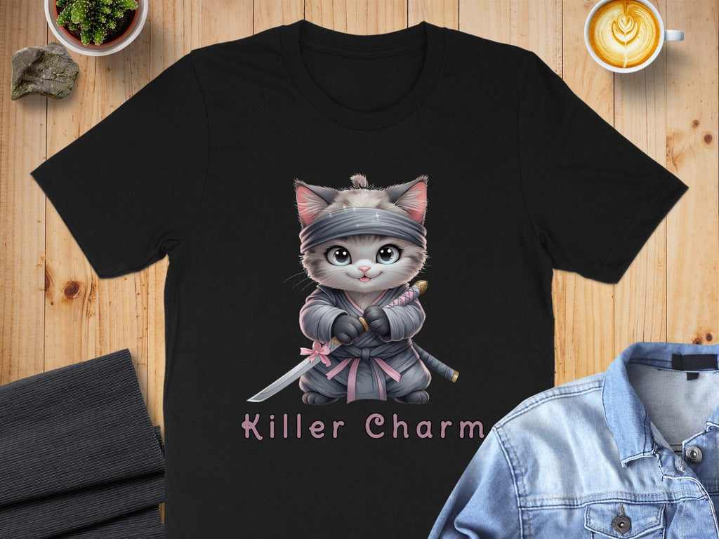 Killer Charm Ninja Cat Graphic T-Shirt