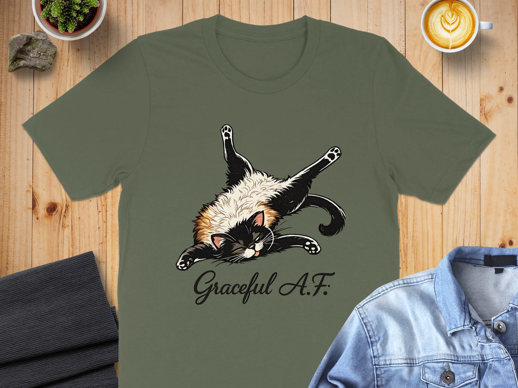 Graceful AF Cat Printed T-Shirt for Animal Lovers