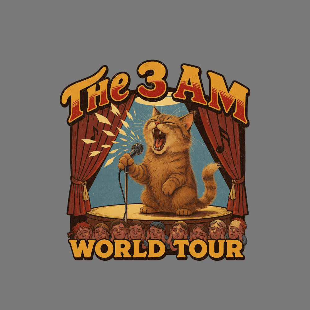 The 3 AM Cat World Tour Graphic Design Shirt