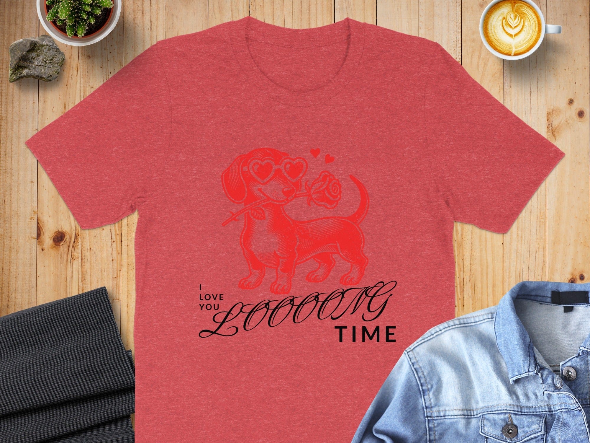 I Love You Loong Time Cute Dog Valentine's T-shirt