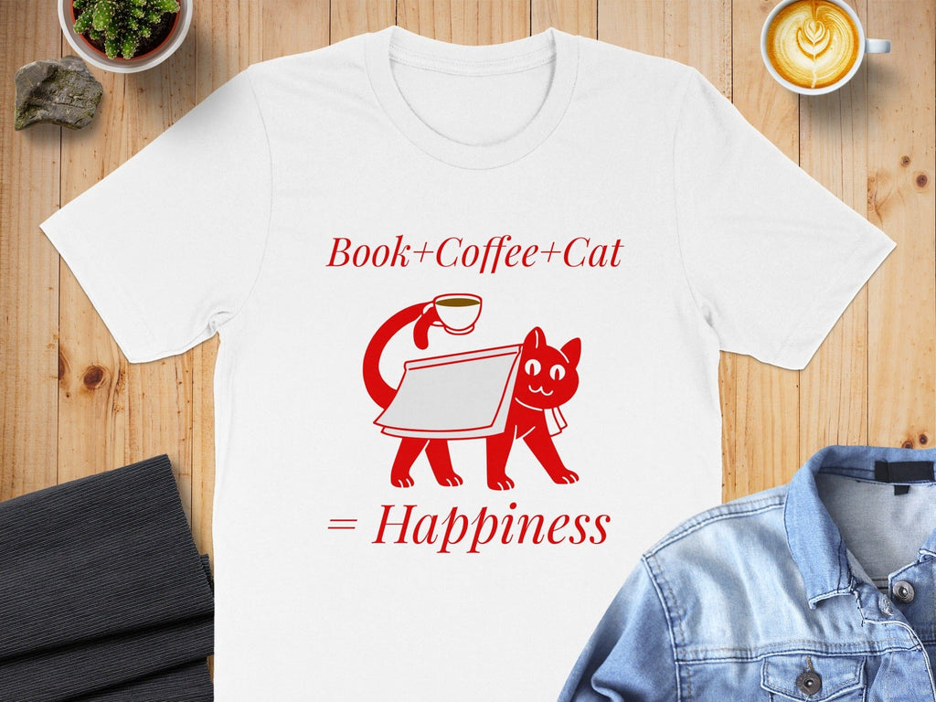 Book Coffee Cat Equals Happiness Shirt