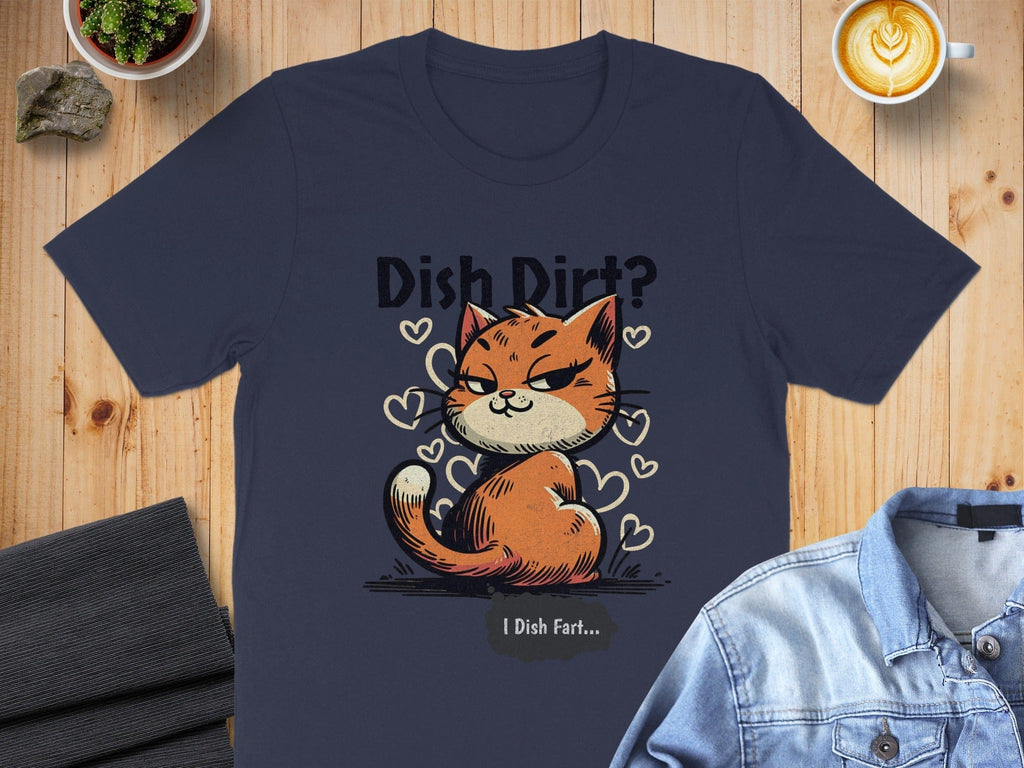 Dish Dirt Cat with Hearts Graphic T-Shirt
