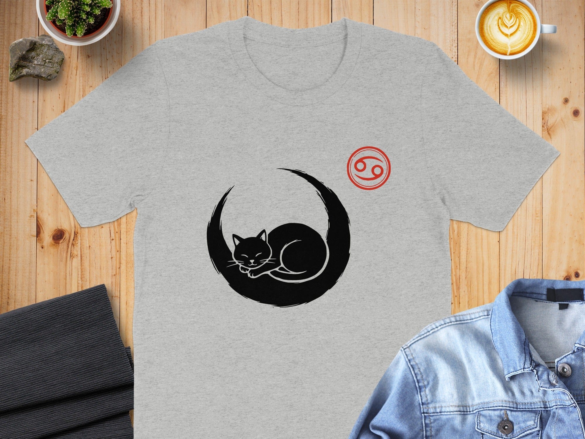 Yin Yang Cat Design Shirt with Red Symbol