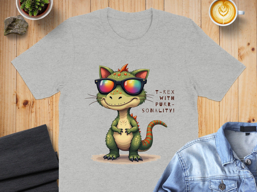 T-Rex With Purr-sonality Fun Graphic Tee Shirt