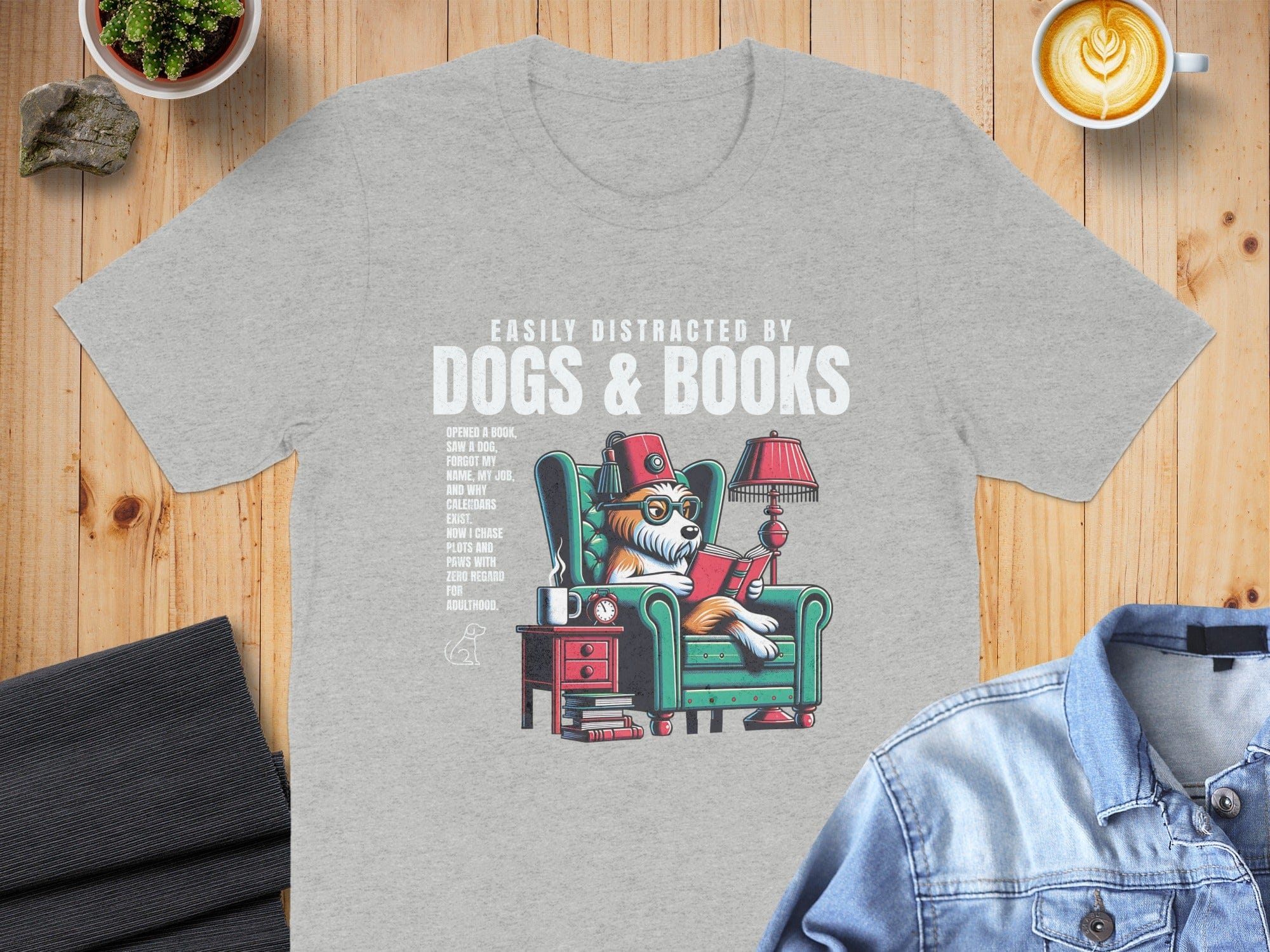 Easily Distracted By Dogs and Books Graphic Shirt