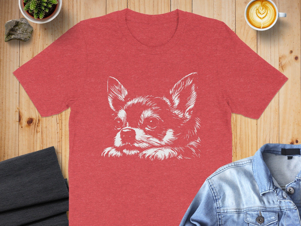 Chihuahua Sketch Graphic Red Shirt Clothing Apparel