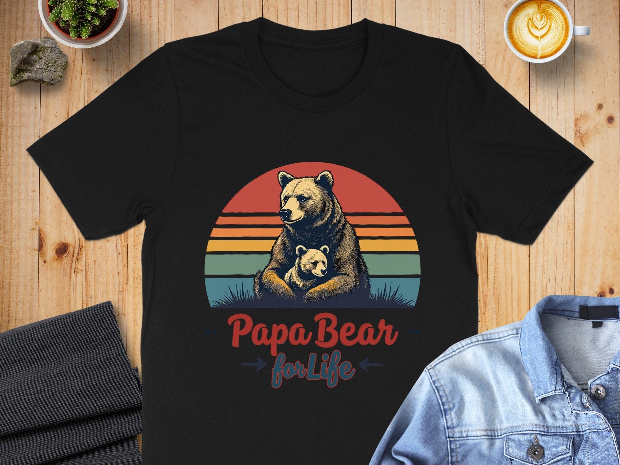 Papa Bear for Life Graphic Tee This Cozy T-Shirt
