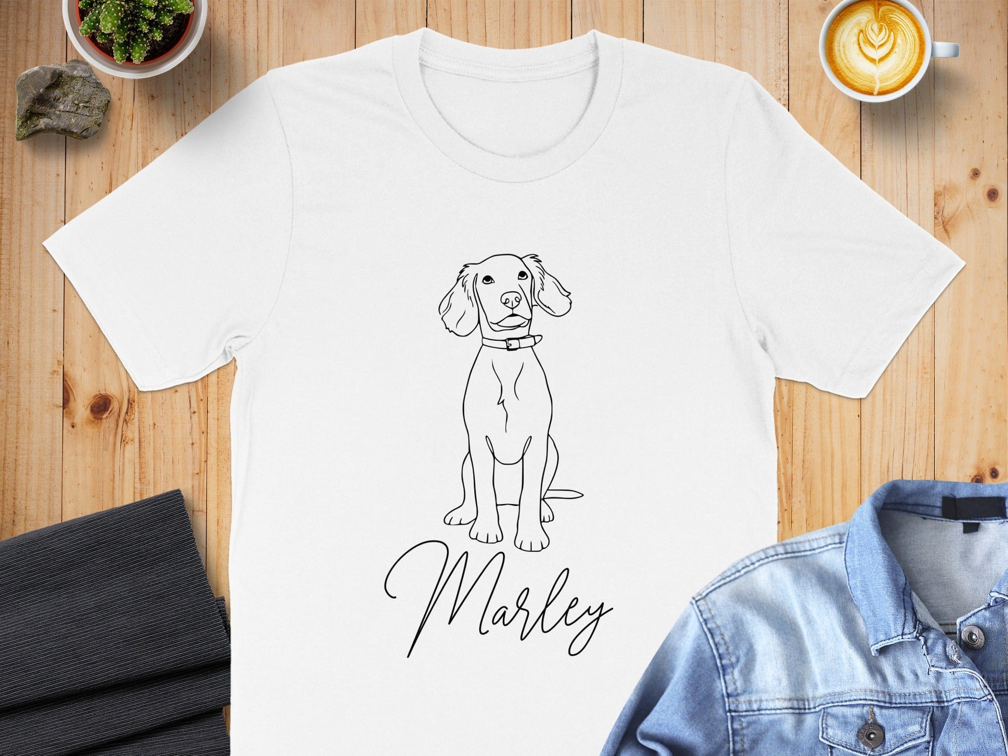 Adorable Dog Sketch with Marley Name T-Shirt