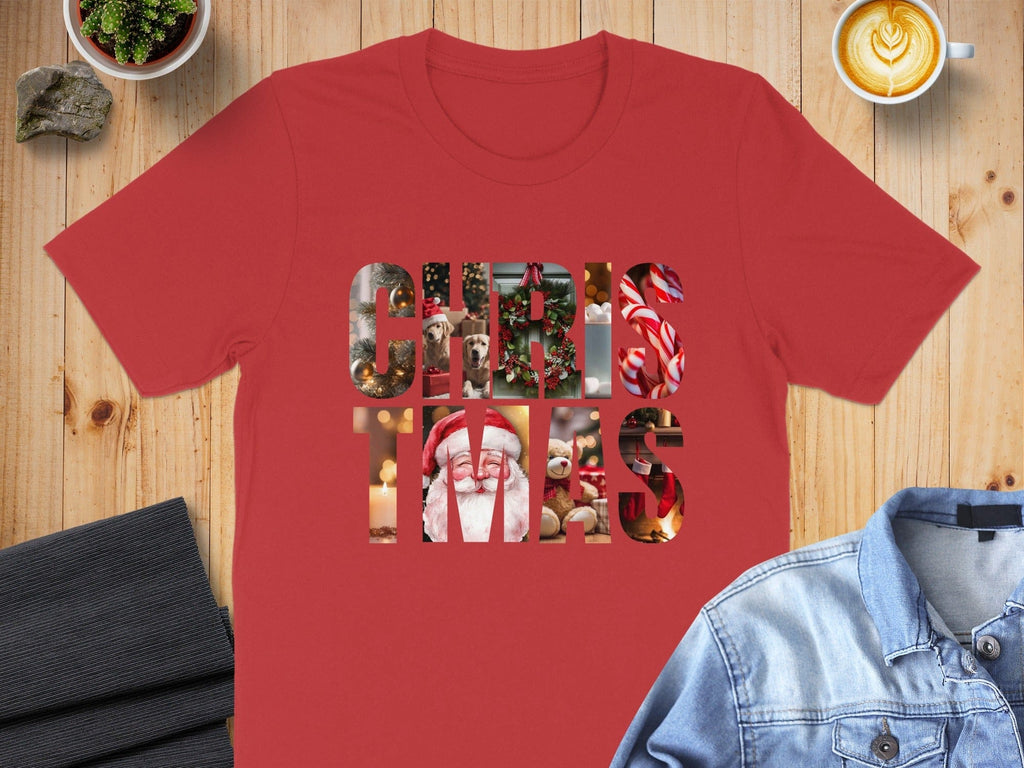 Festive Holiday Santa and Ornaments Graphic Tee