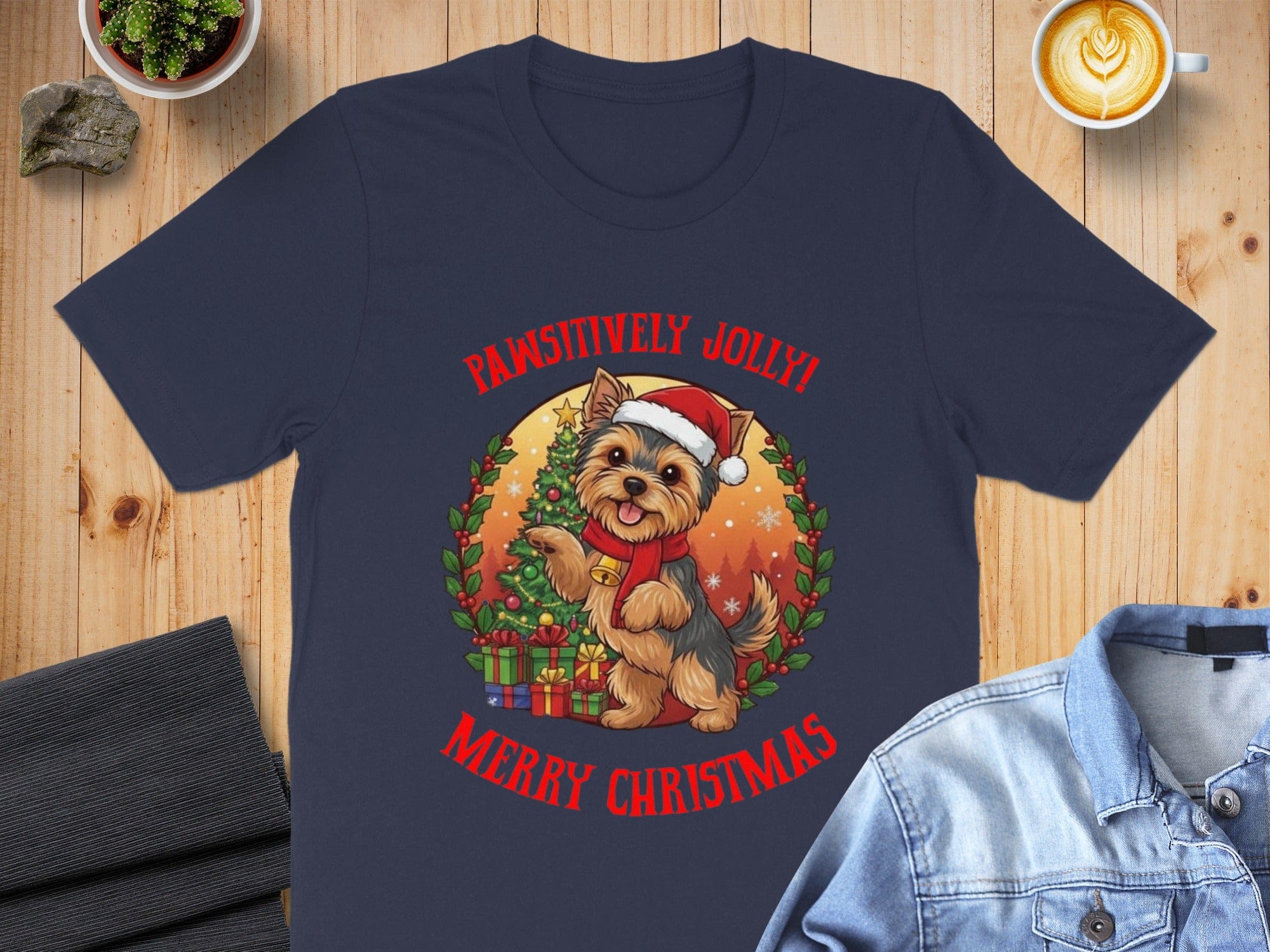 Pawsitively Jolly Merry Christmas Graphic T-Shirt