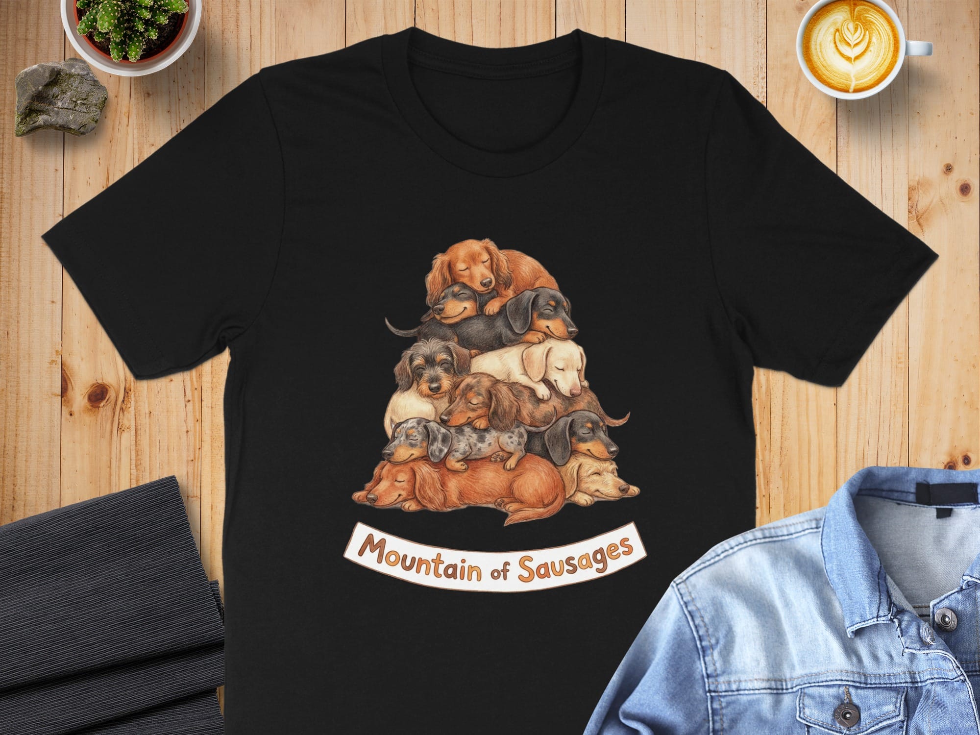 Mountain of Sausages Dog Design T-Shirt