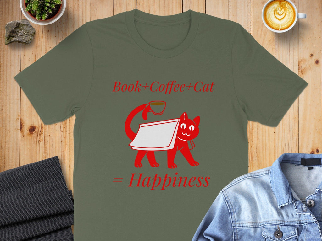 Book Coffee Cat Equals Happiness T-shirt