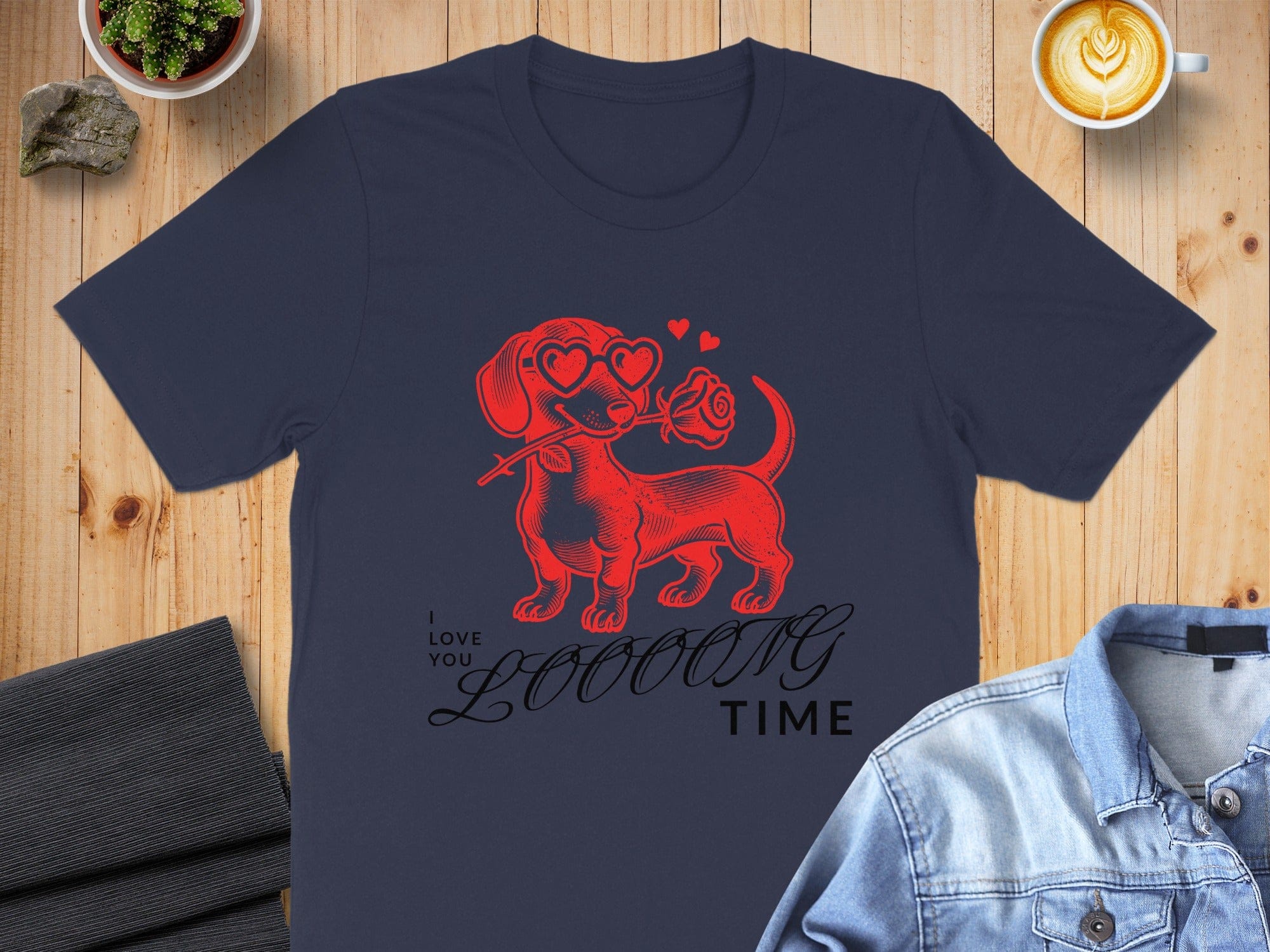 I Love You Loooong Time Dog with Rose Shirt