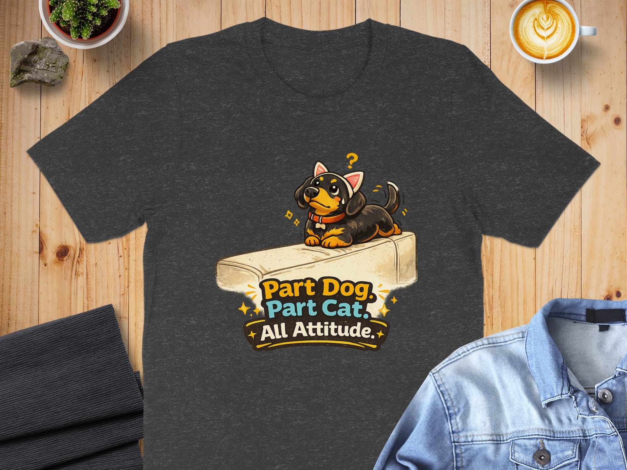 Part Dog Part Cat All Attitude Graphic T-Shirt