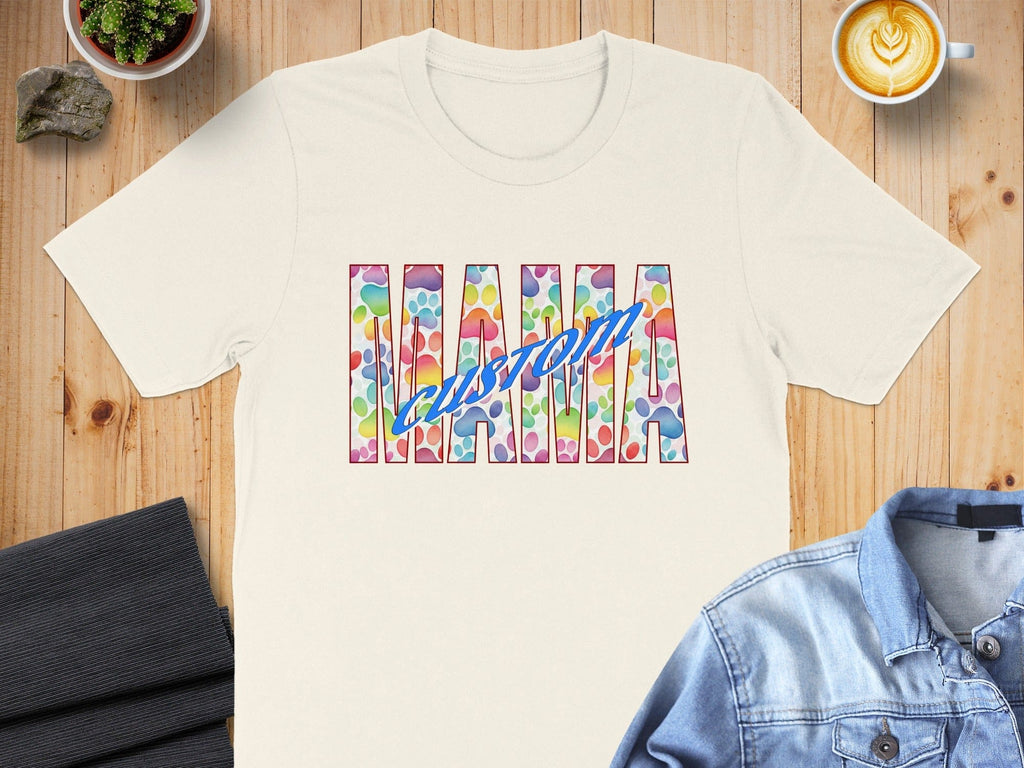 Personalized Custom Mama Paw Print T-shirt for Animal Lovers