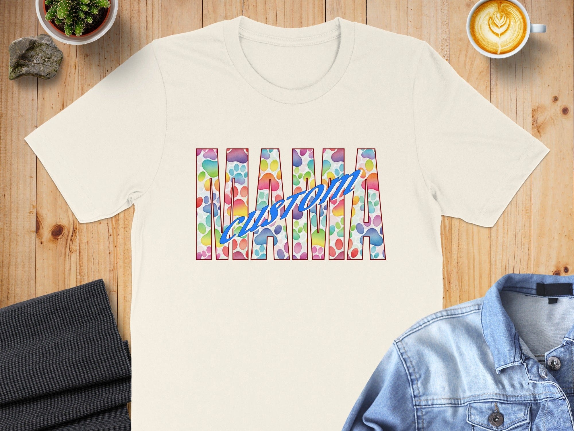 Personalized Custom Mama Paw Print T-shirt for Animal Lovers