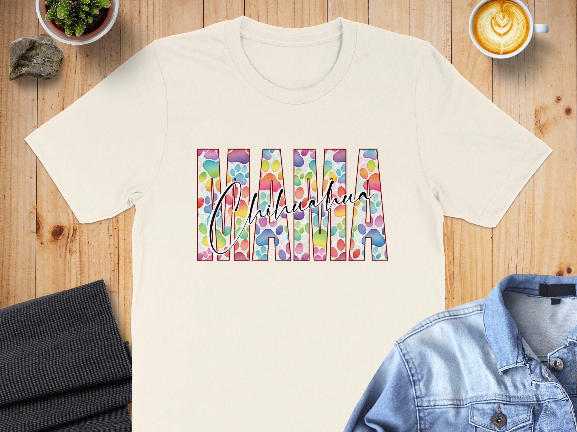 Mama Children's Names Colorful Paws T-Shirt