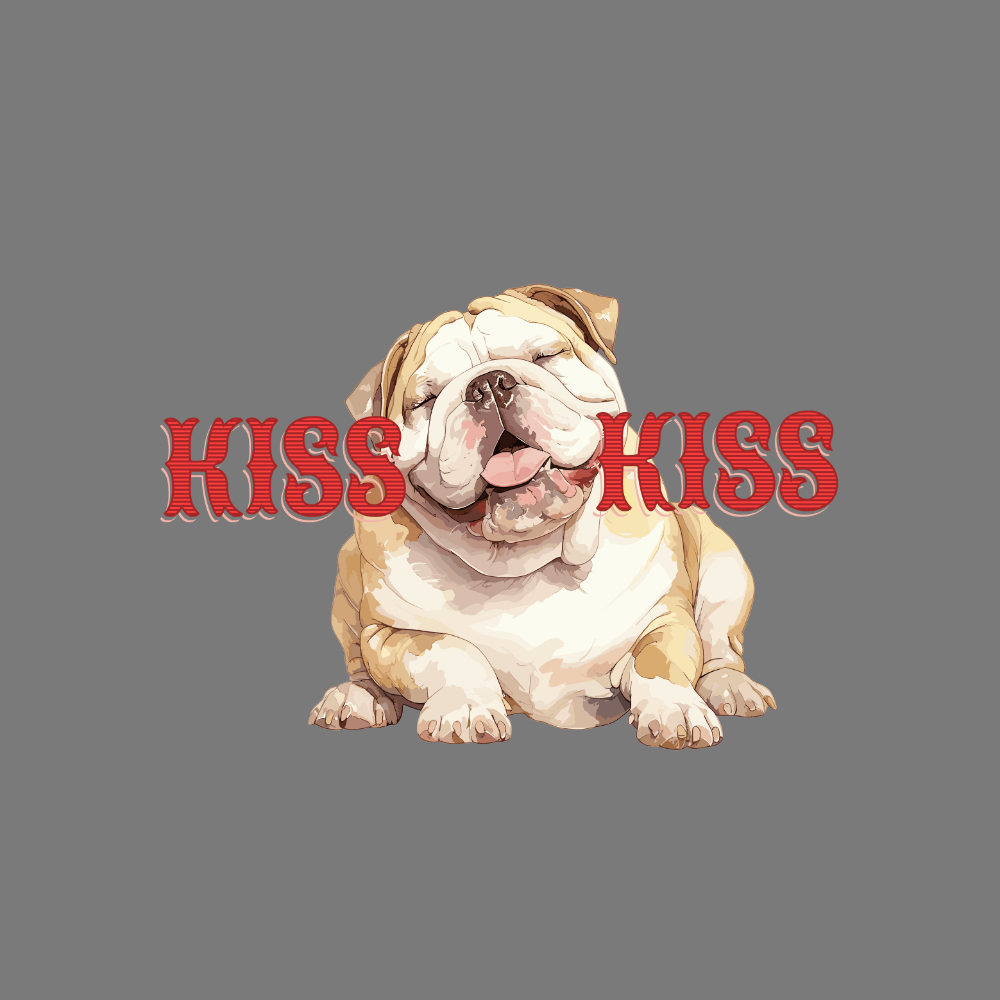 Adorable Bulldog Kiss Kiss Graphic Design Product