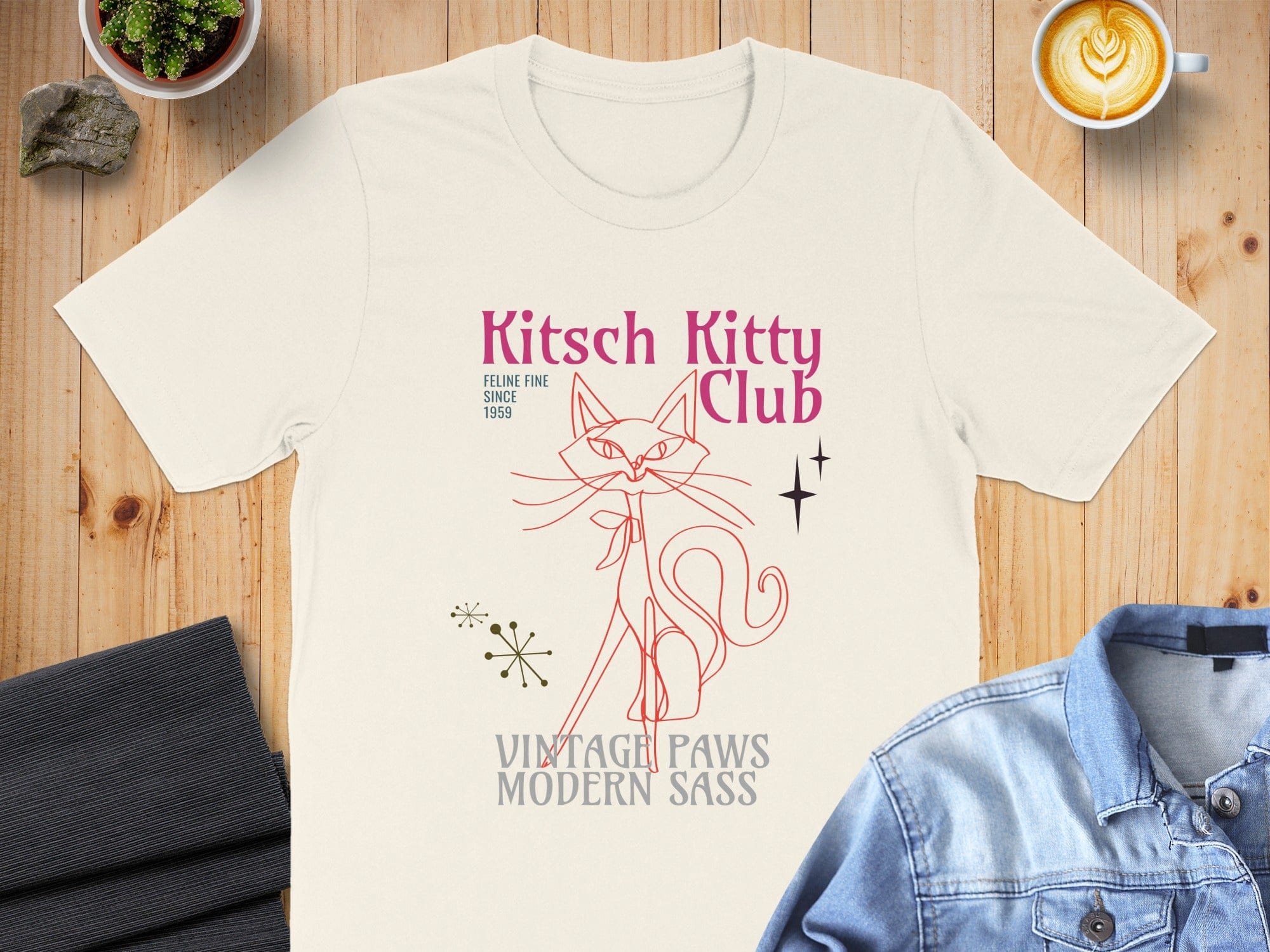 Kitsch Kitty Club Vintage Paws Modern Sass T-shirt