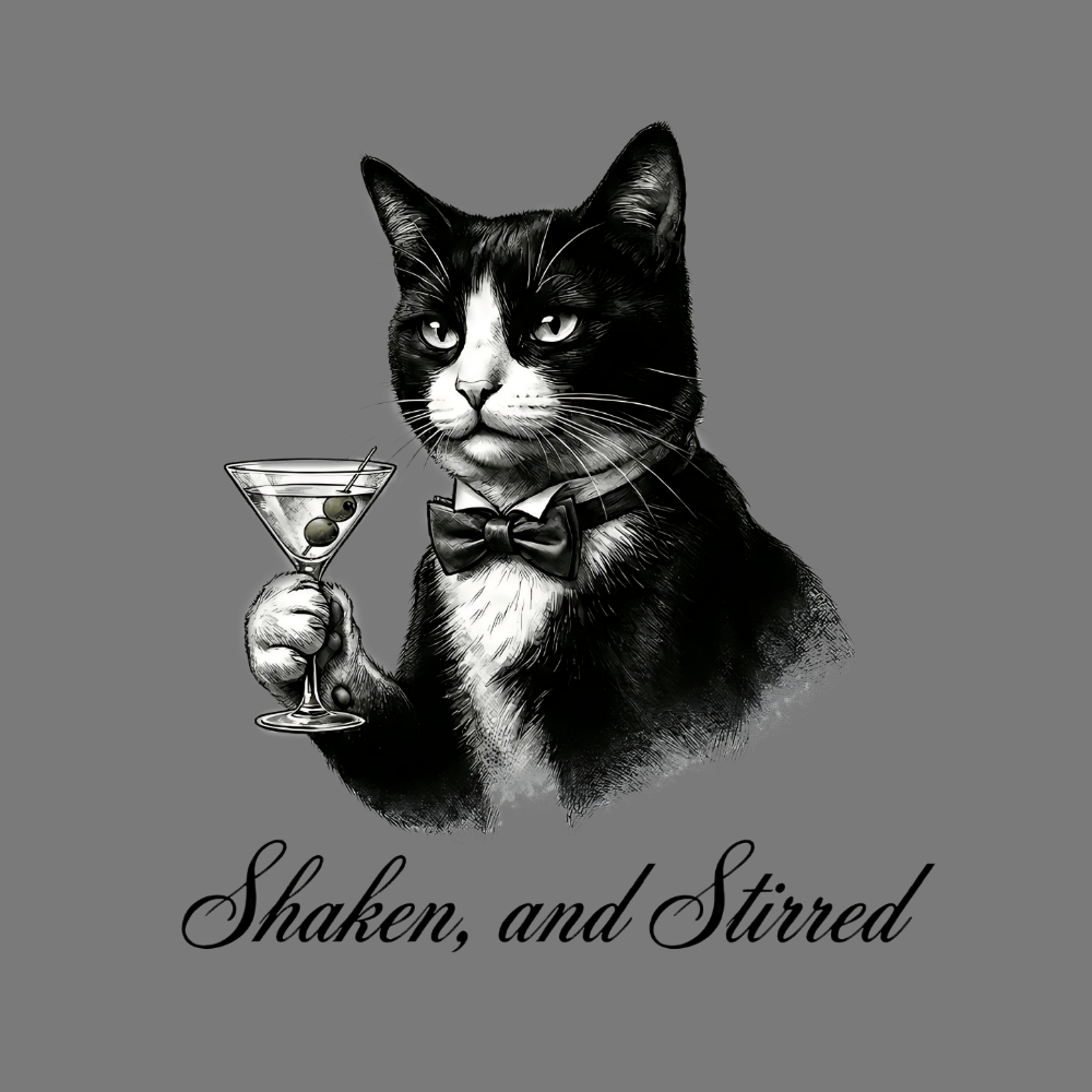Tuxedo Cat Martini Drinker T-Shirt