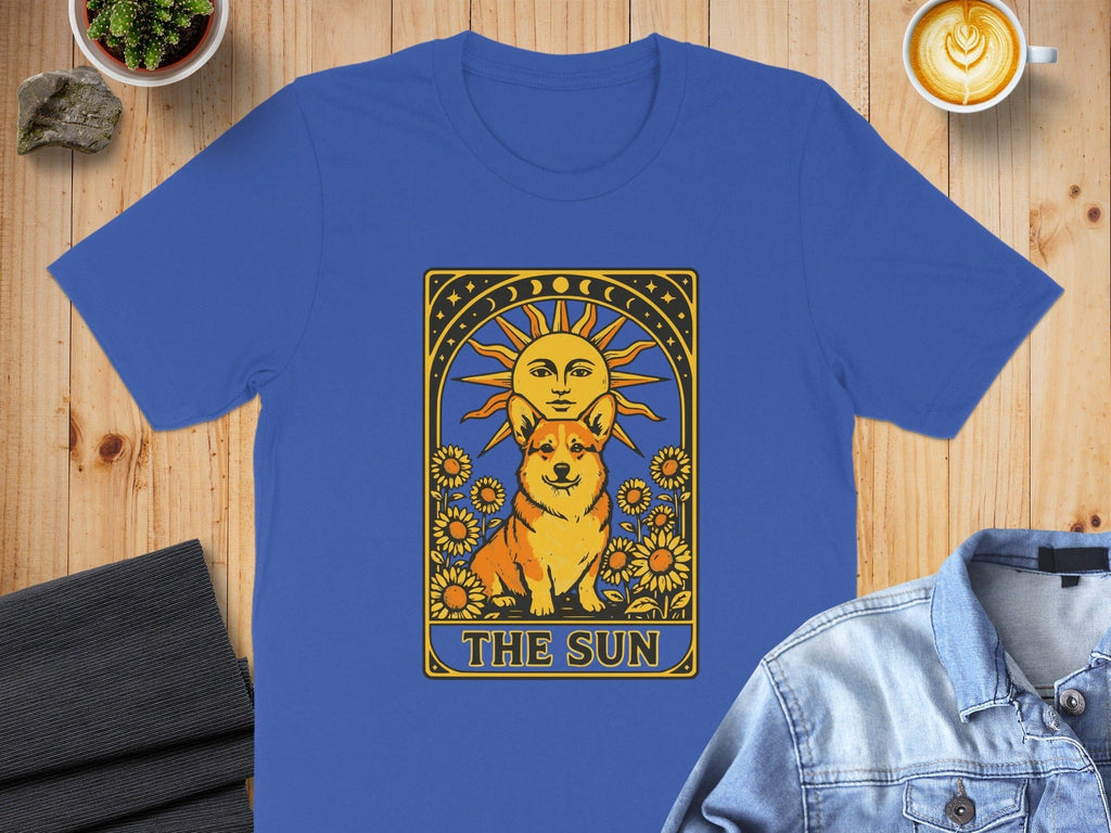 The Sun Corgi Graphic Blue Print Tee Shirt