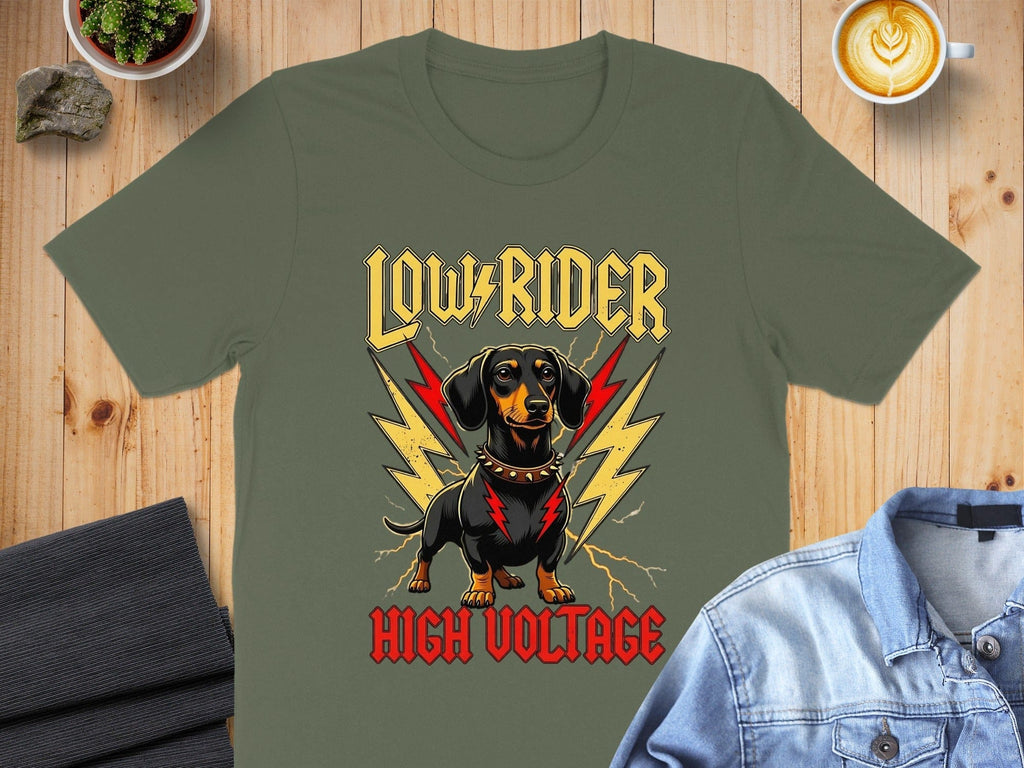 Low Rider High Voltage Dachshund Graphic T-Shirt