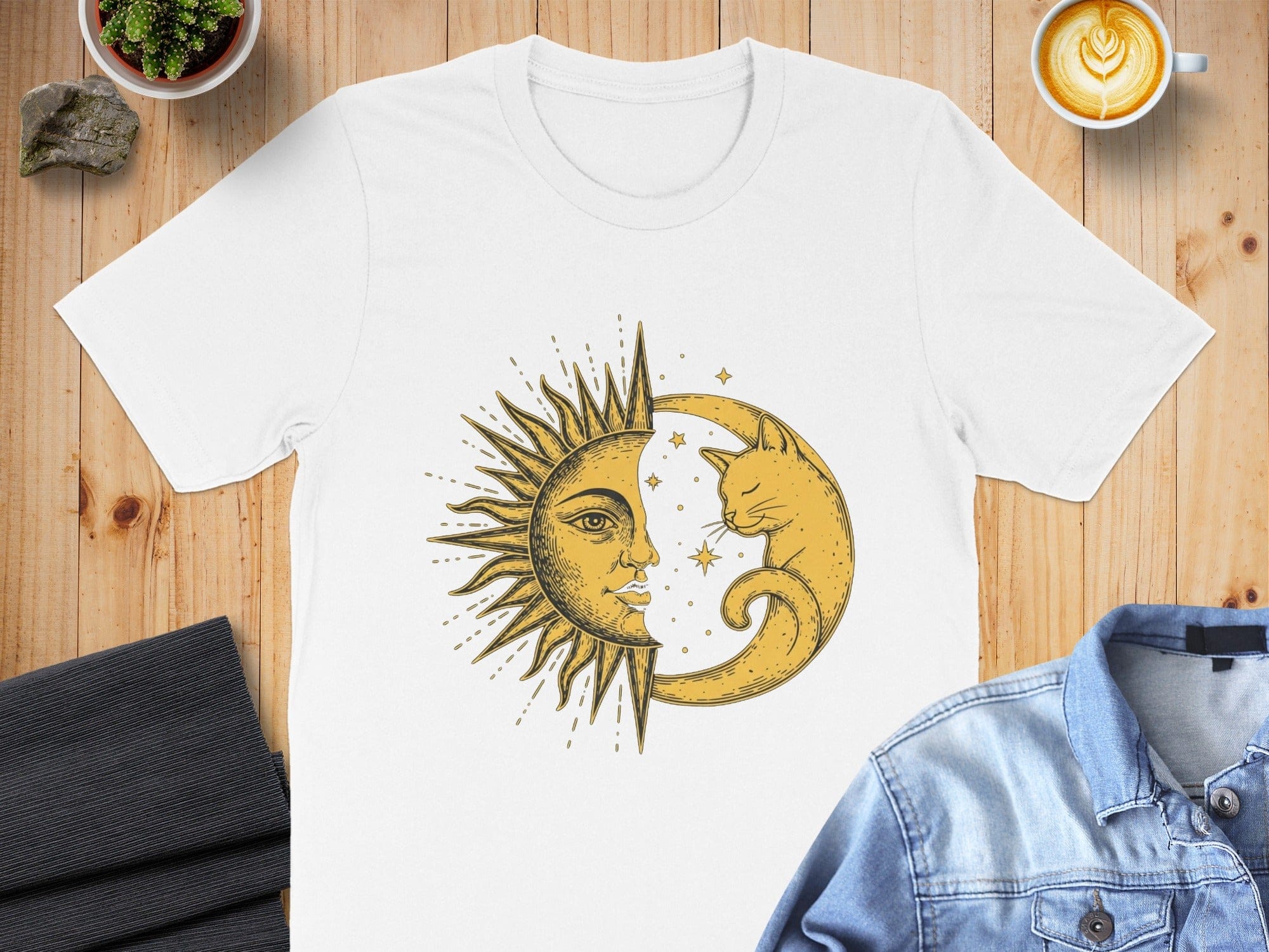 Sun and Moon Cat Tee Astral Symphony T-Shirt