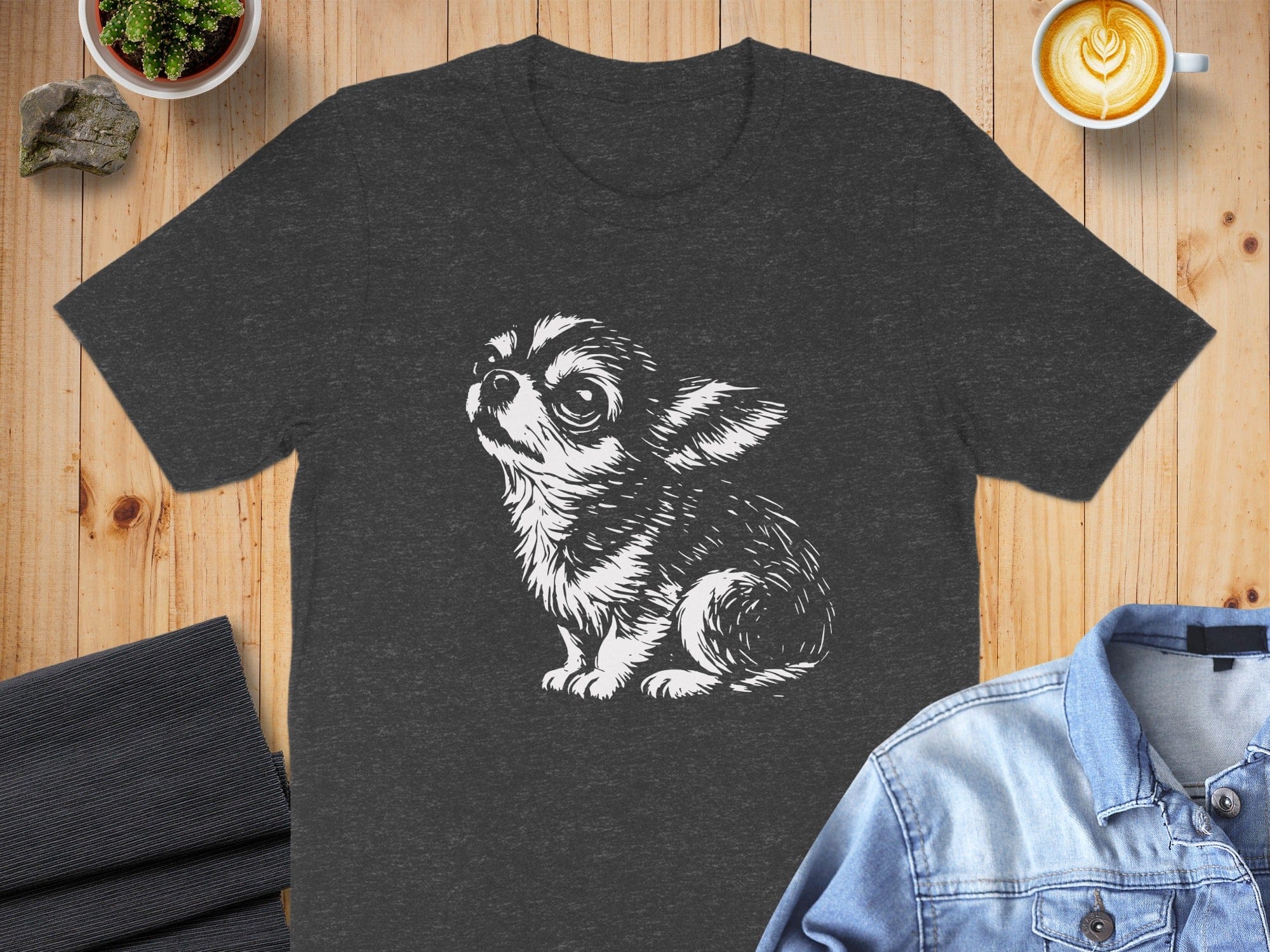 Cute Chihuahua Graphic Print Black T-shirt Product