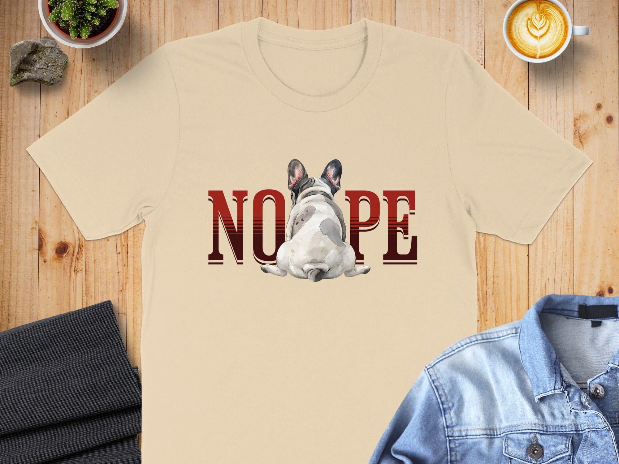 Funny Nope Bulldog Graphic Tee Shirt Casual Wear