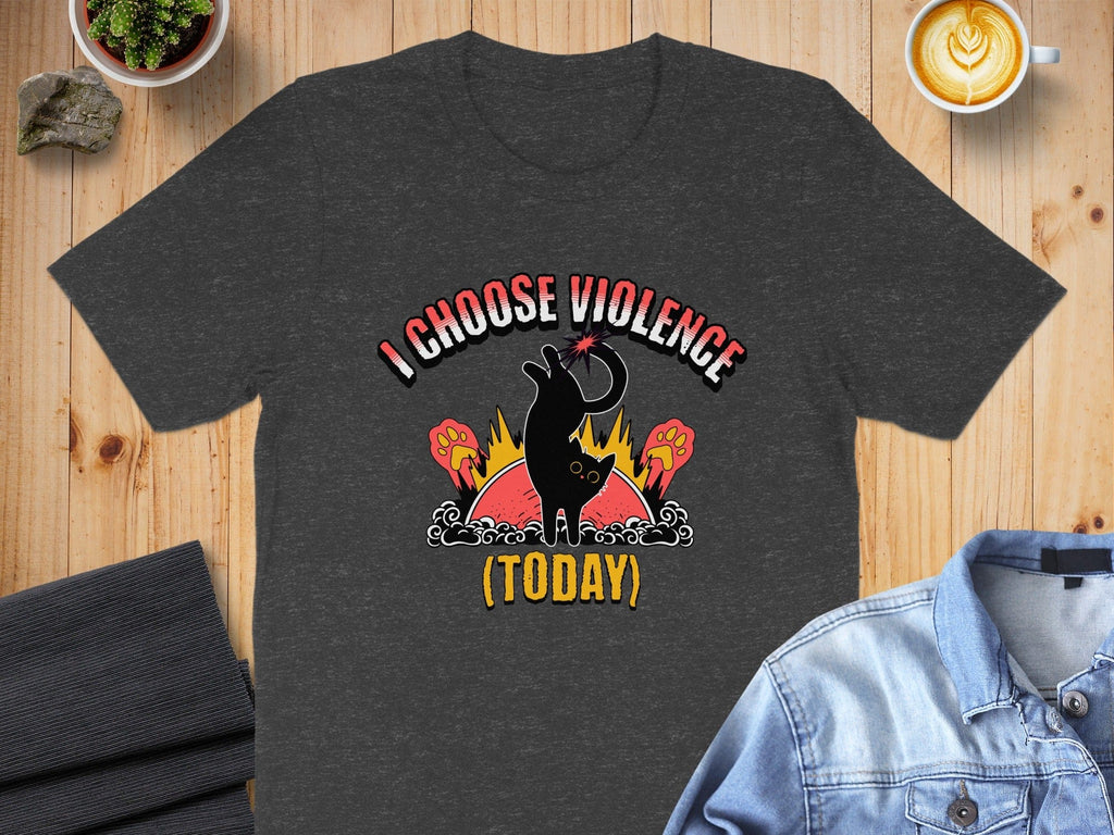 I Choose Violence Today Funny Cat Graphic T-shirt