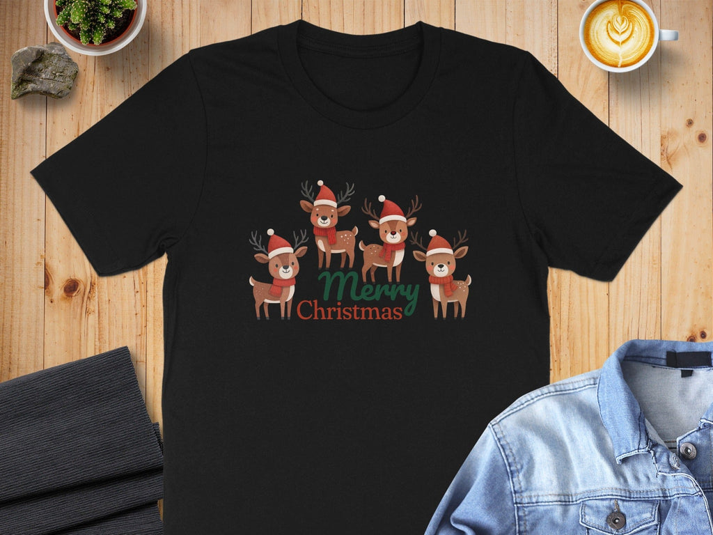 Cute Reindeer Family Merry Christmas Graphic T-Shirt