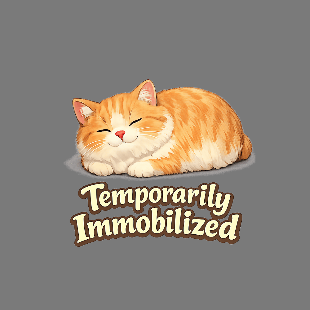 Temporarily Immobilized Sleeping Cat Humor Product