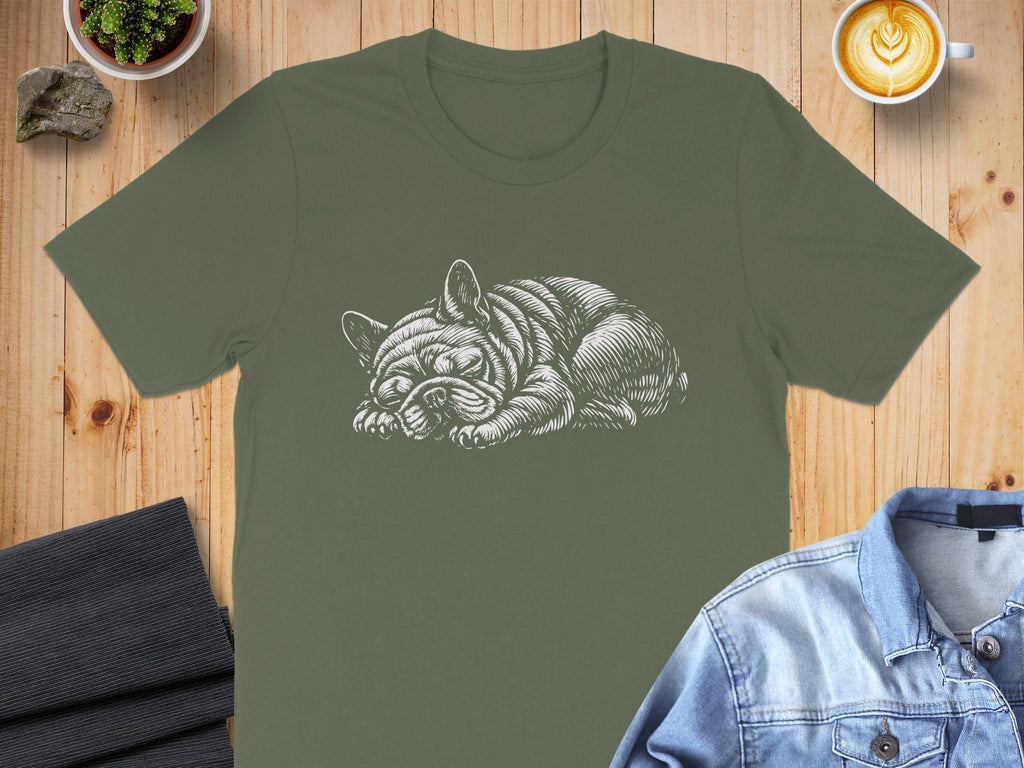 Vintage Sleeping Bulldog Illustration T-Shirt Product